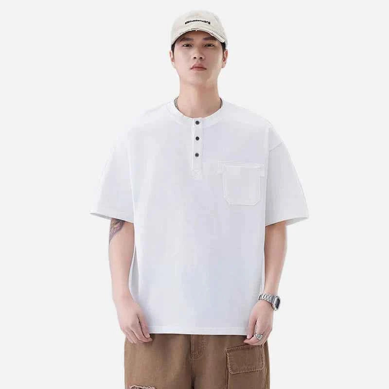 Versatile Heavyweight Henley Neck T-Shirt