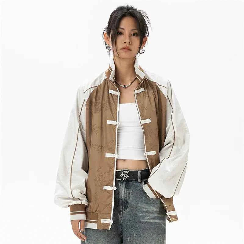 Woman Coquette Chinese Style Bomber Jacket