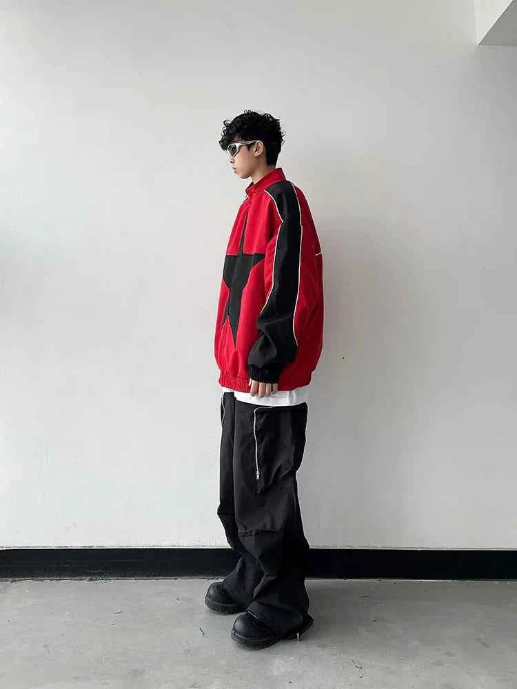 Retro Patchwork Star Varsity Jacket