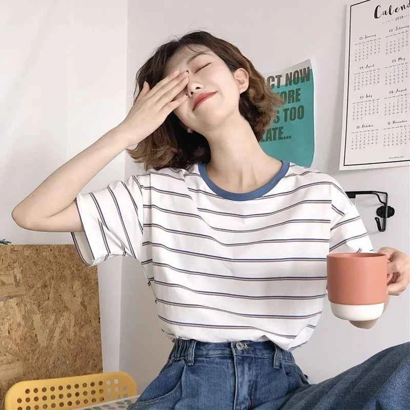 Timeless Staple Stripe Loose Minimalist T-Shirt