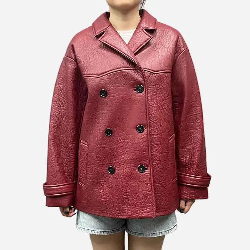 Autumn Loose Fit Genuine PU Leather Jacket