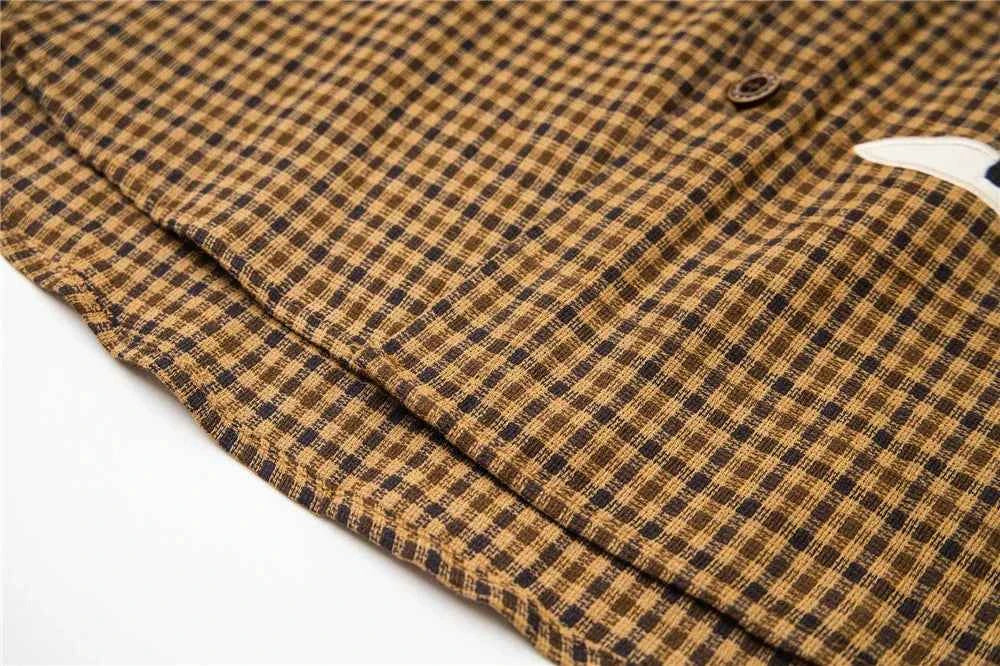 Plaid Sheep Embroidered Hip Hop Long Sleeve Shirt