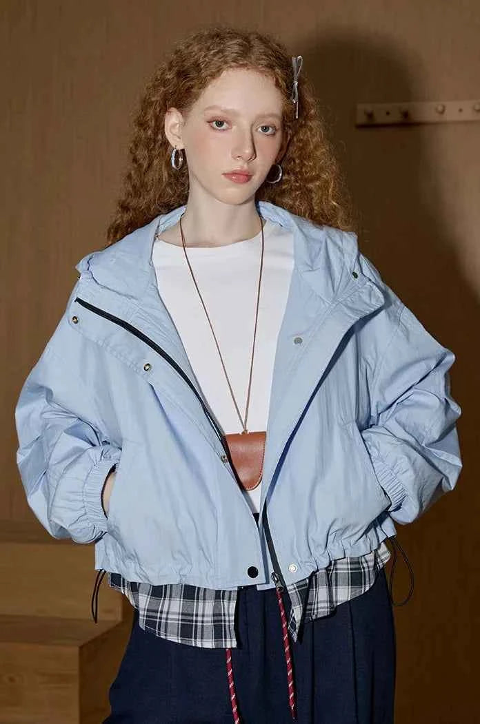 Sporty Trendy Hooded Windbreaker Jacket
