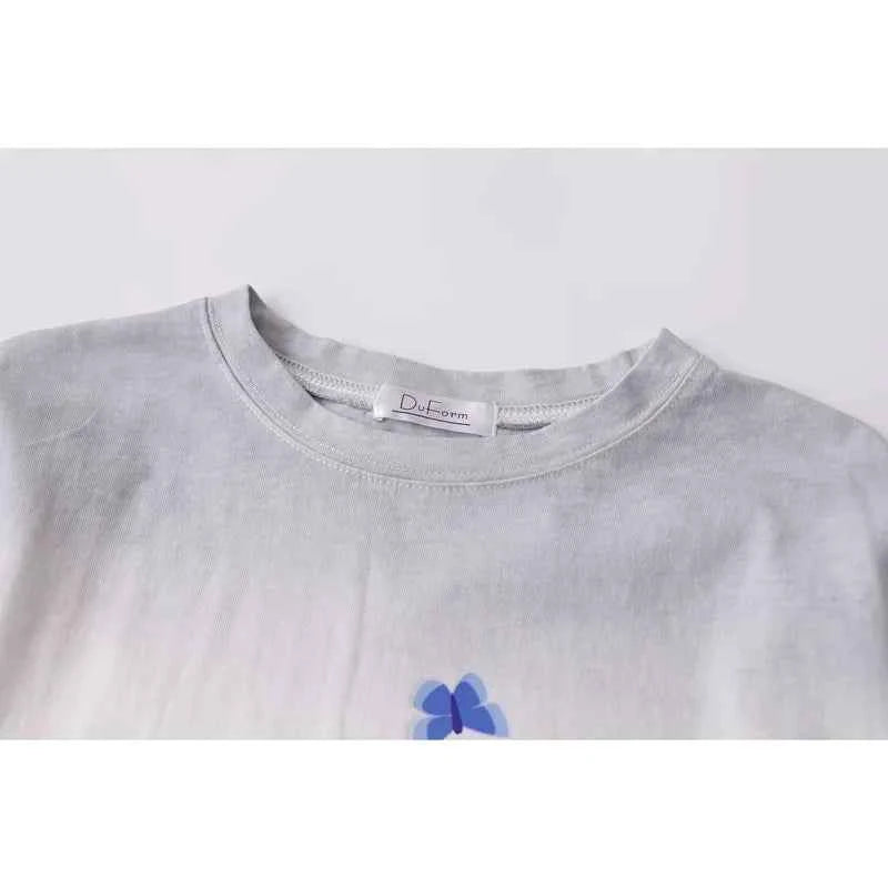 Loose Casual Chic Blue Rose T-Shirt