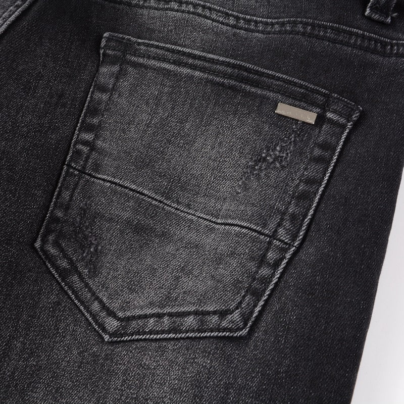 Ruby Distressed Rhinestone Slim Black Jeans