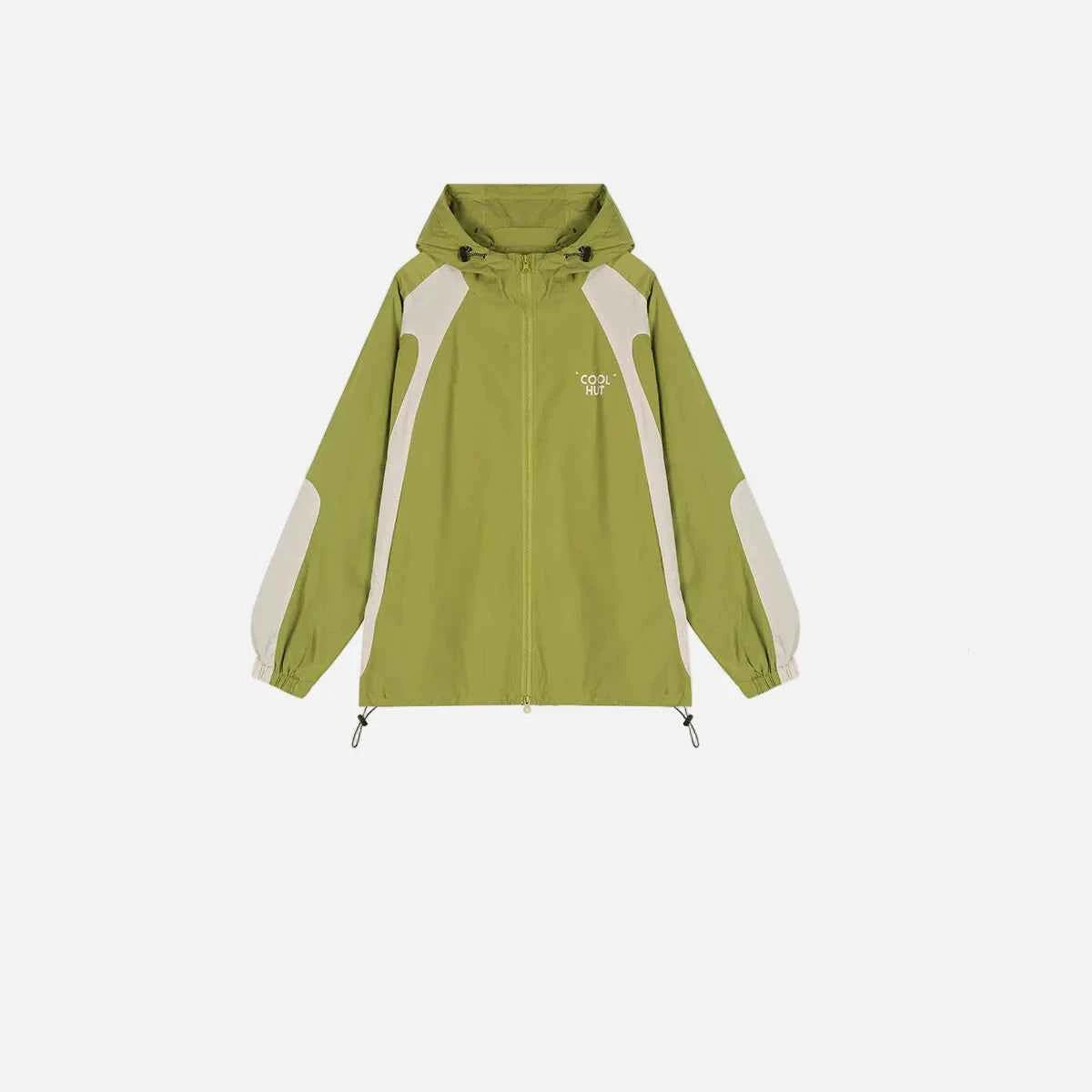 Autumn Contrast Color Hooded Windbreaker Jacket