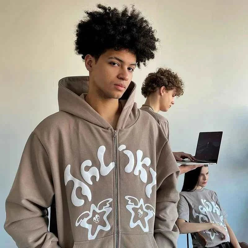 Streetwear Korean Style Punk Sport Zip Coat Sweatshirt