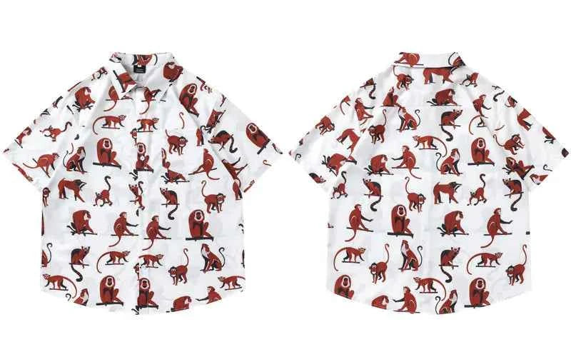 Colorful Cute Monkey Graphic Beach Shirt