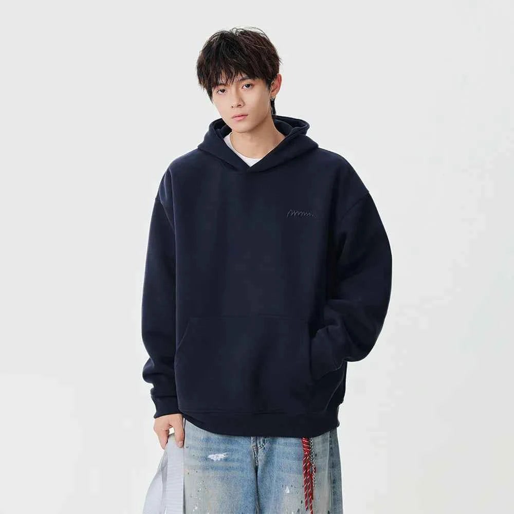Minimalist Embroidered Logo Casual Hoodie