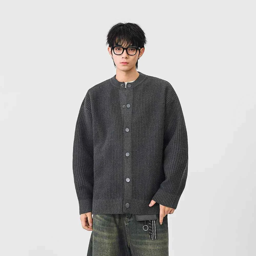 Chic Ribbed Knit Button Front Cardigan
