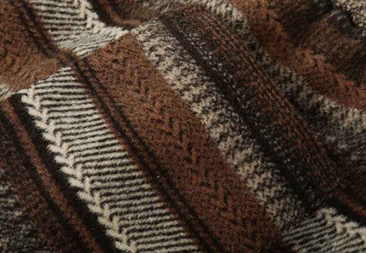 Neutral Style Striped Knit Casual Sweatpants