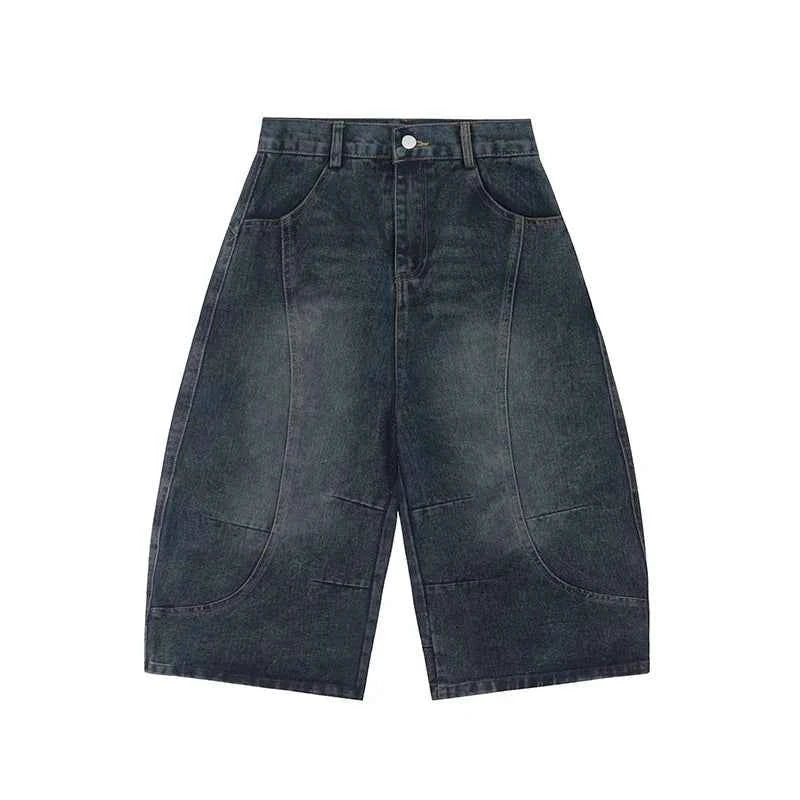 Vintage Wash Wide Leg Barrel Denim Jorts