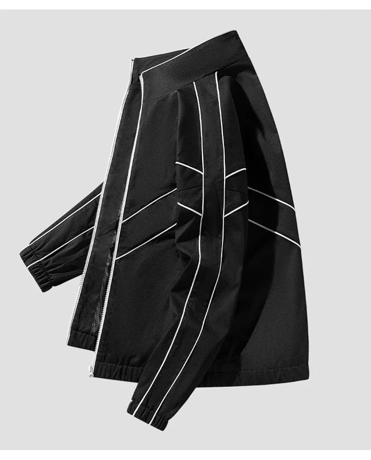 Striped White Lining With Rib sleeve Style Jacket