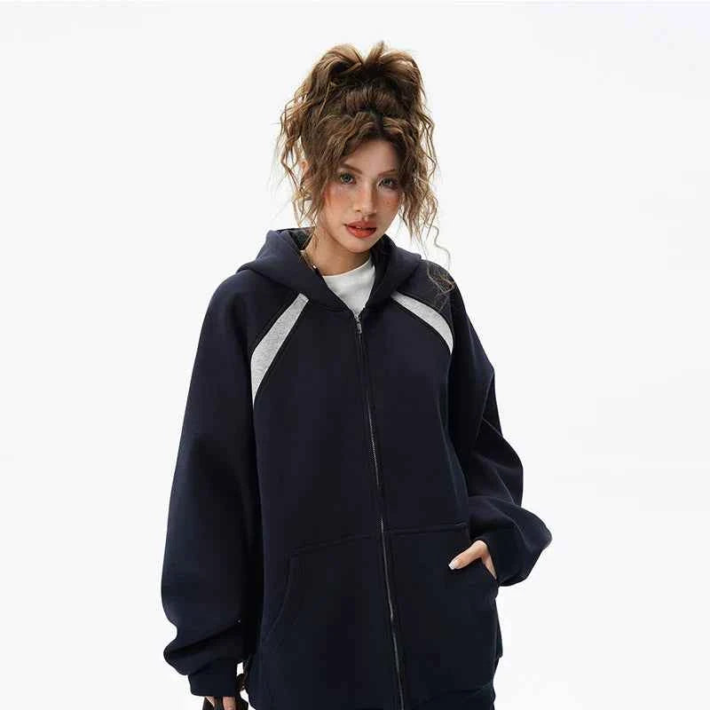 Y2K Minimalist Solid Color Casual Sweatshirt