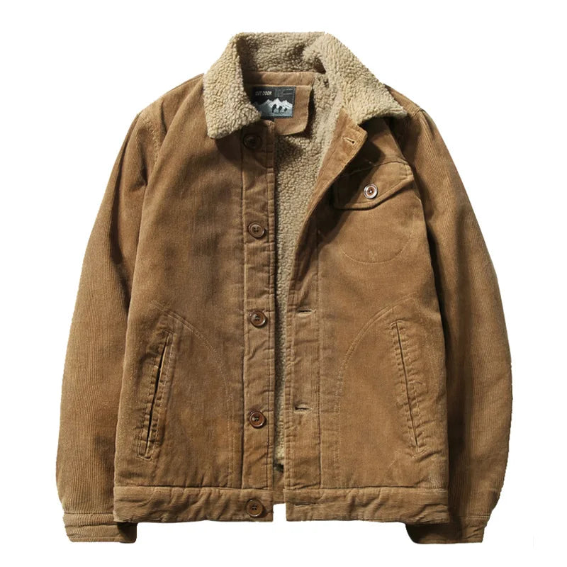 Corduroy Button Up Fleece Jacket