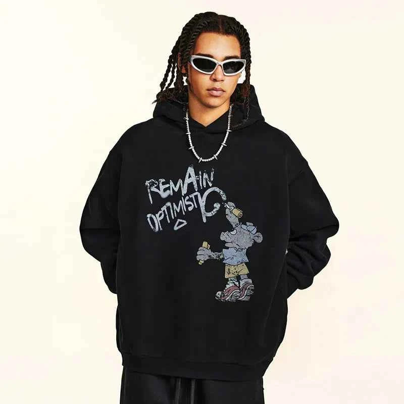 Optimistic Funny Cartoon Graphic Hoodie