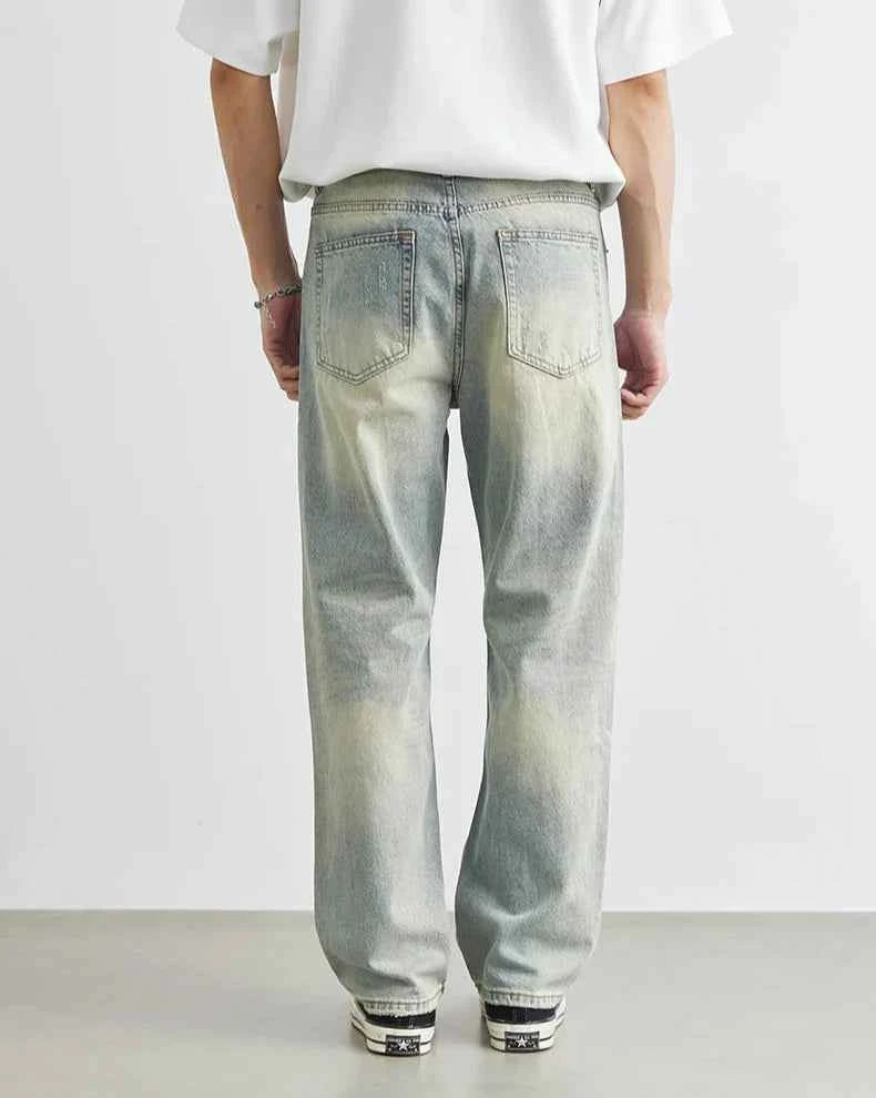Vintage Cool Retro Distressed Wide Leg Casual Jeans