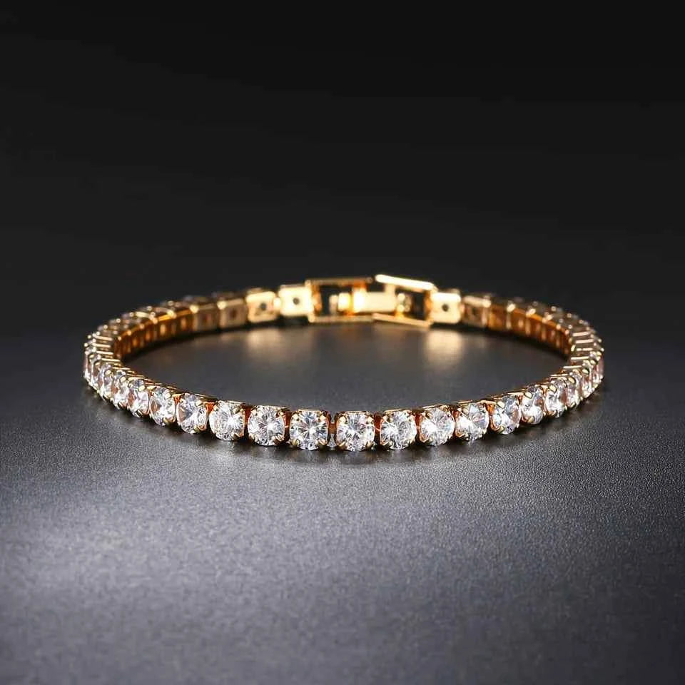 Pure Copper Zirconia Chain Bracelet - Luxury Artisan "Crown-Ice" Tennis Link