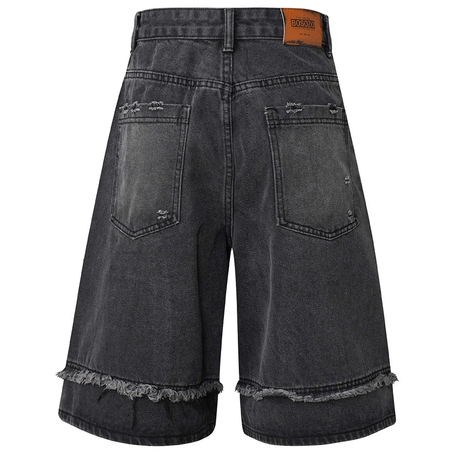 Vintage Loose Distressed Denim Shorts