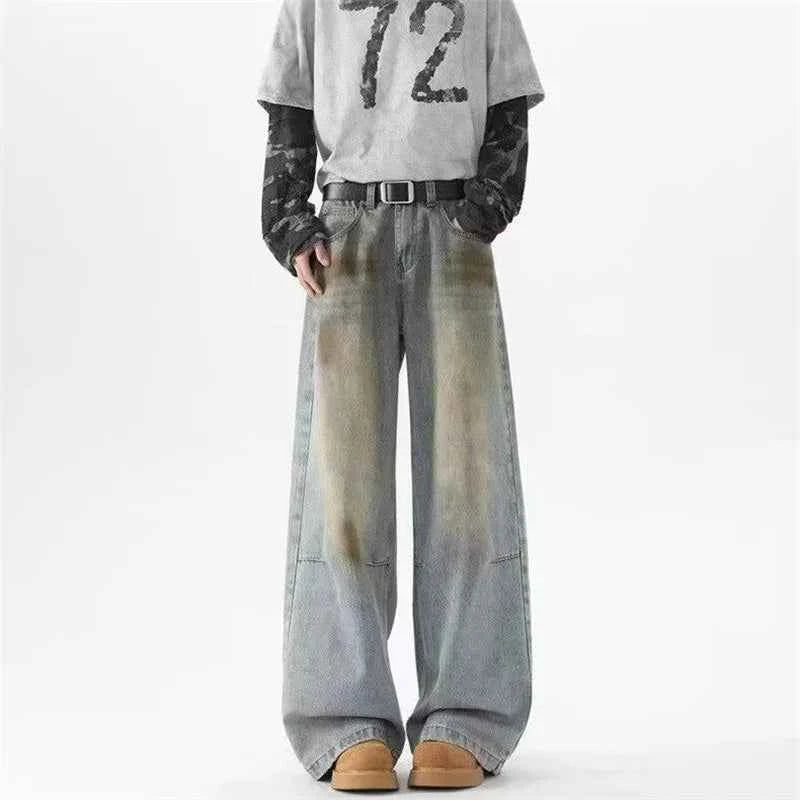 Streetwear Vintage Distressed Wide Leg Denim Jeans