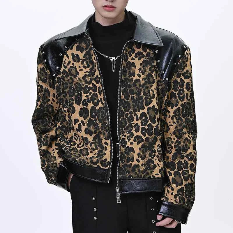 Figure-Flattering Leopard Print Lapel Jacket