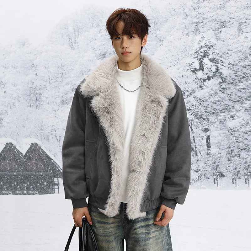 Stylish Single Breasted Loose Faux Fur Jacket
