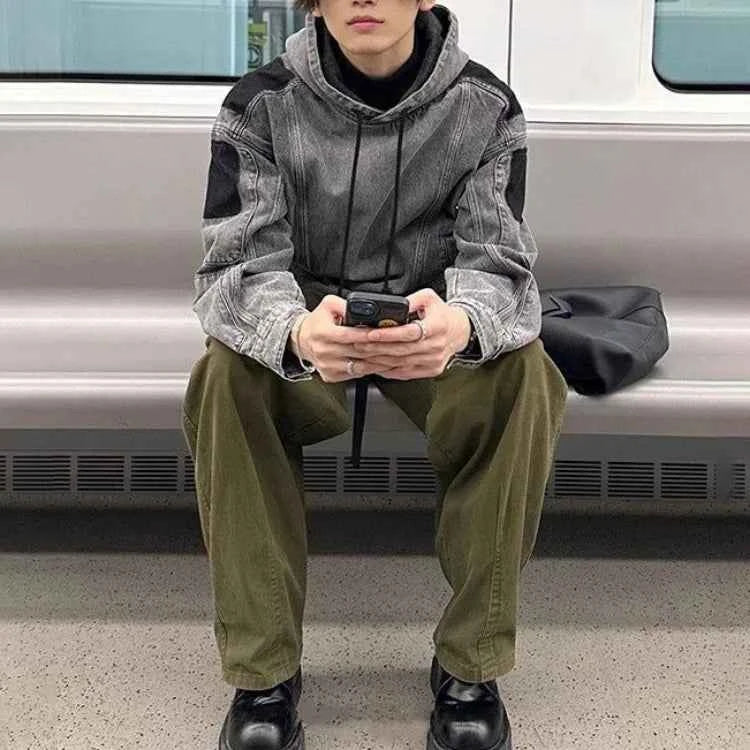 Vintage Japanese Style Denim Hoodie