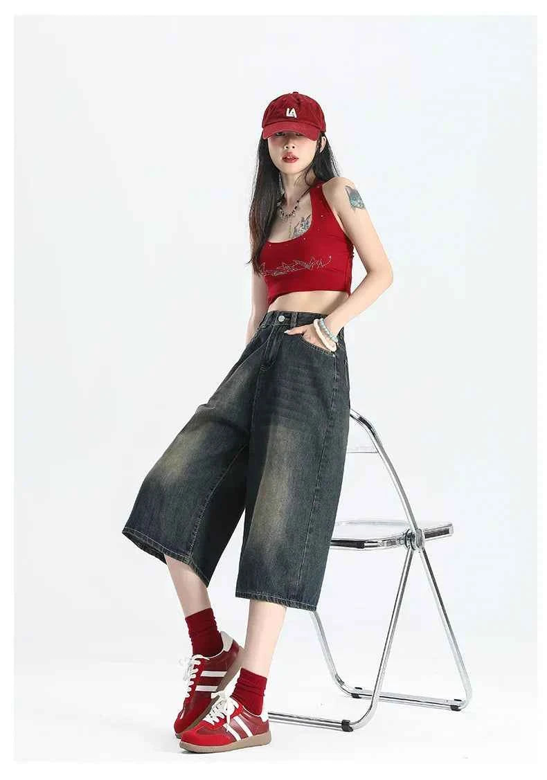 Blue Vintage High Waist Denim Short