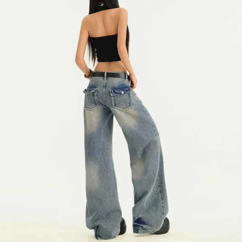 Vintage Blue Aesthetic Punk Baggy Jeans