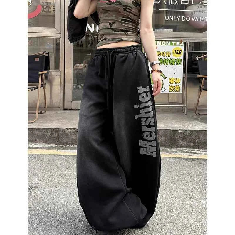 Gothic Street Aura Oversized Graphic Dance Sweatpants
