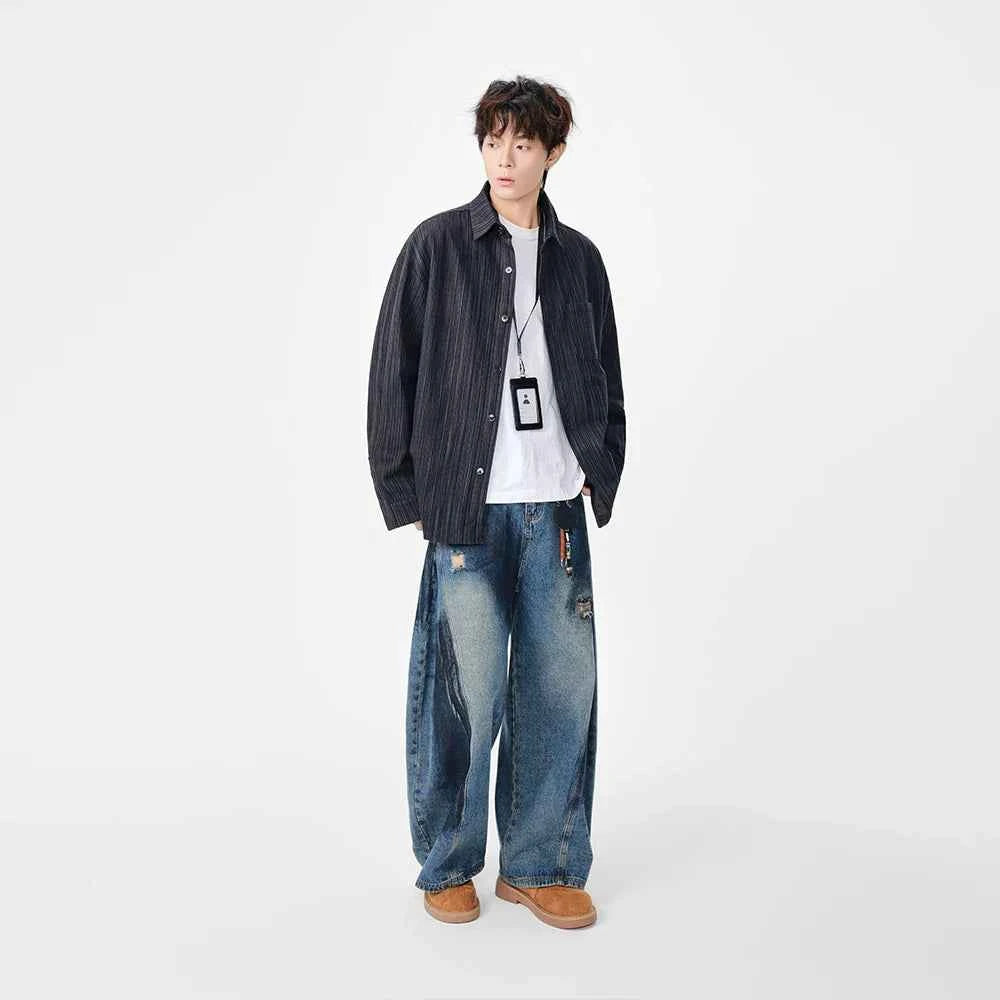 Y2K Vertical Striped Long Sleeve Shirt