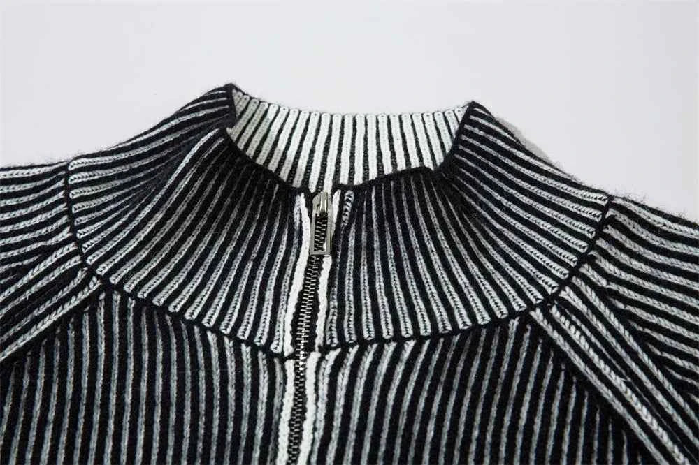 Men Stylish Knitted Hip Hop Striped Sweatshirt