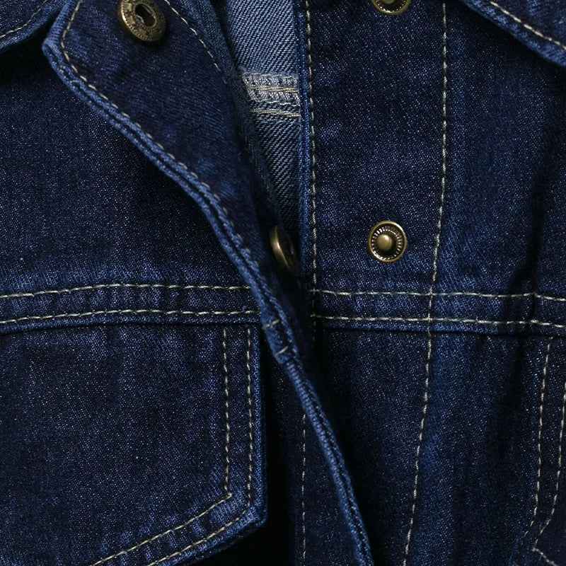 Everyday Essential Lapel Neck With Belt Denim Jacket