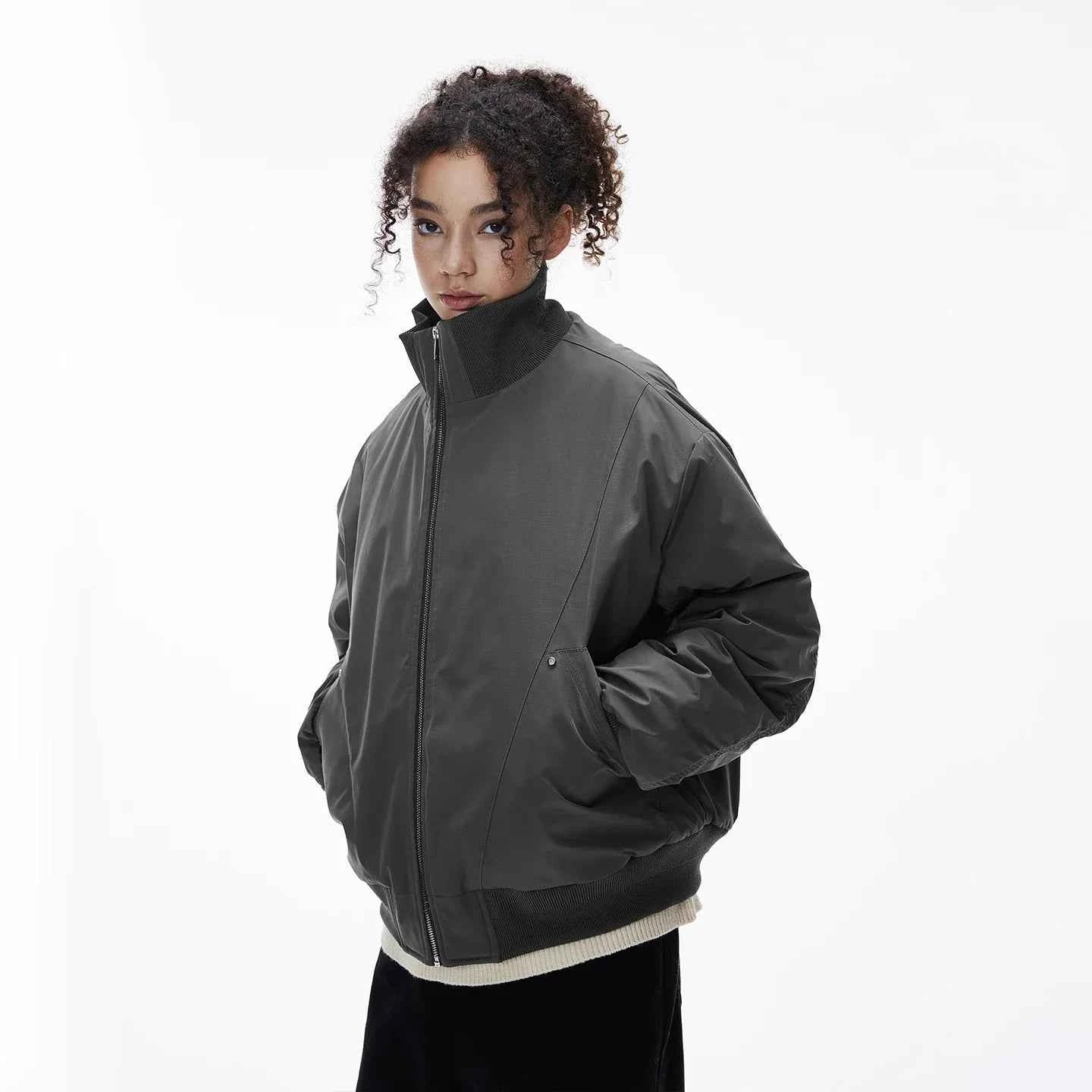Cleanfit Deconstructed Stand Collar Bomber Jacket