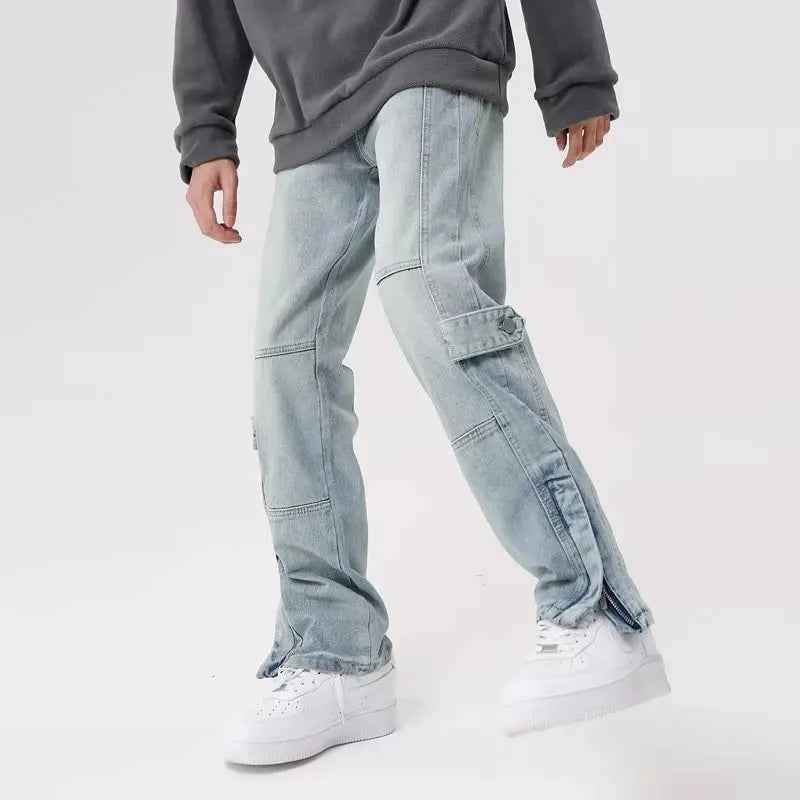 Y2K Streetwear Vintage Cyber Blue Baggy Jeans