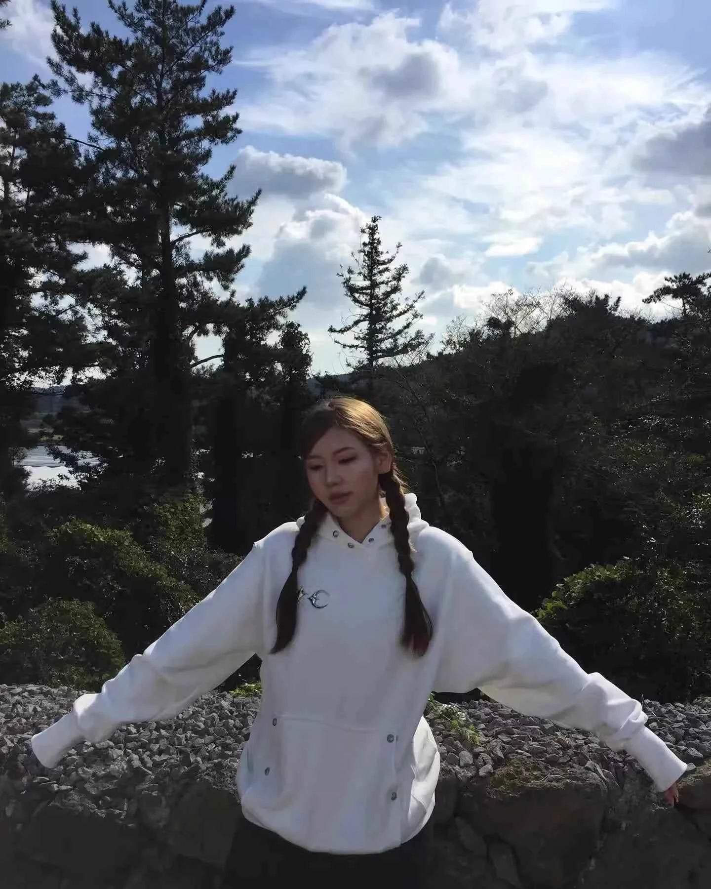 Metal Logo Star Moon Printed Hoodie