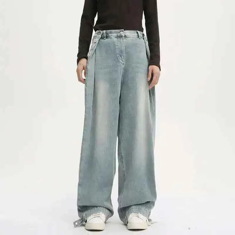 Stylish Splicing Straight Leg Denim Jeans