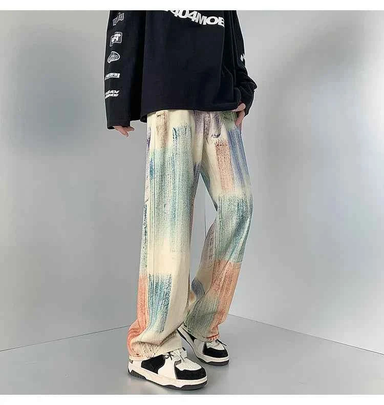 Colorful Graffiti Tie Dye Loose Jeans