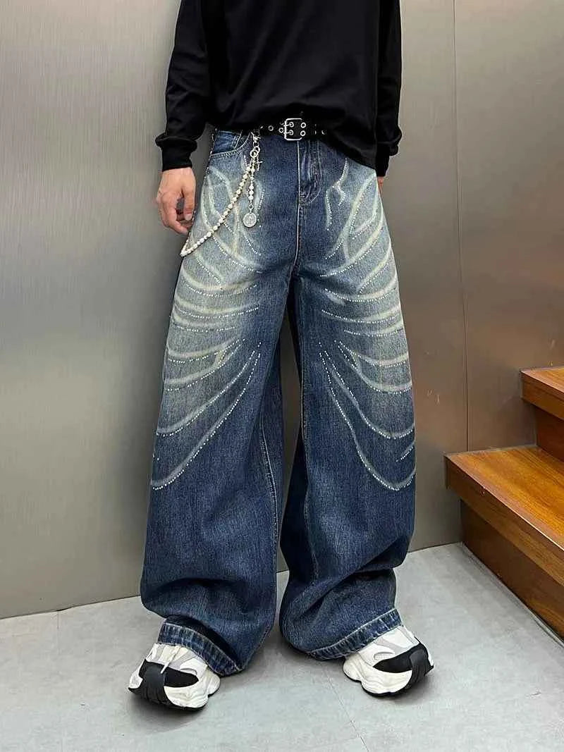 Urban Vintage Drill Printed Wide Leg Denim Jeans