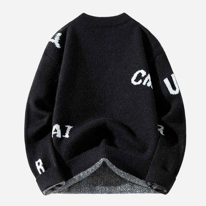 Cozy Letter Print Knitted Casual Sweater