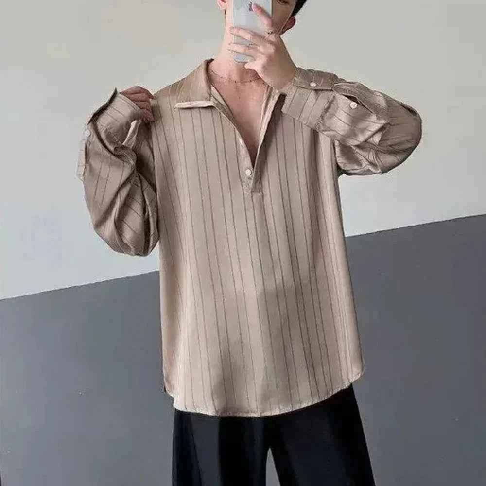 Breathable Solid Color Striped Long Sleeve T-Shirt