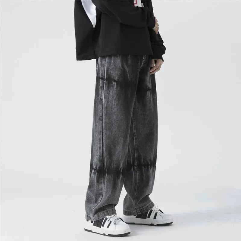 Black Tie Dye Streetwear Straight Jeans