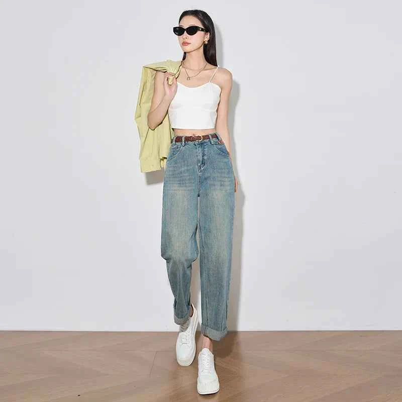Trendy Loose Fit Denim Straight Leg Jeans