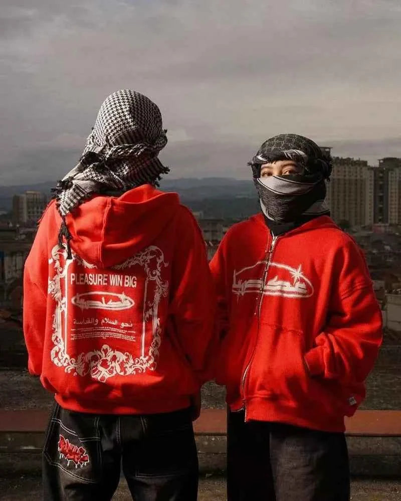 Vintage Modern Punk Zipper Hooded Sweatshirt