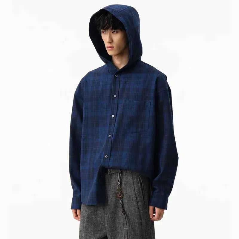 Streetwear Cozy Soft Oversize Plaid Hooded Shirt