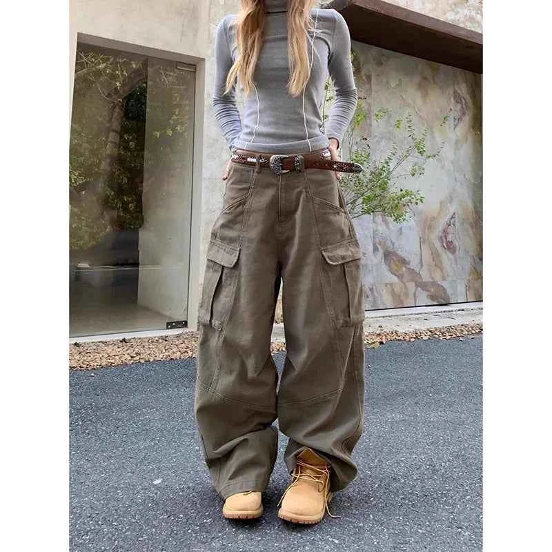 Retro Vintage Brown Wide Leg Baggy Jeans