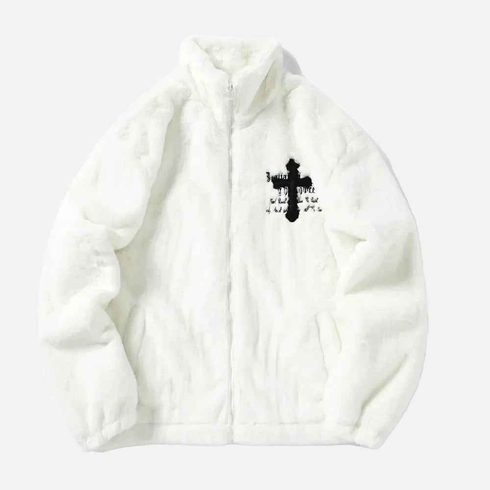 Winter Hip Hop Printted Faux Fur Parkas Jacket