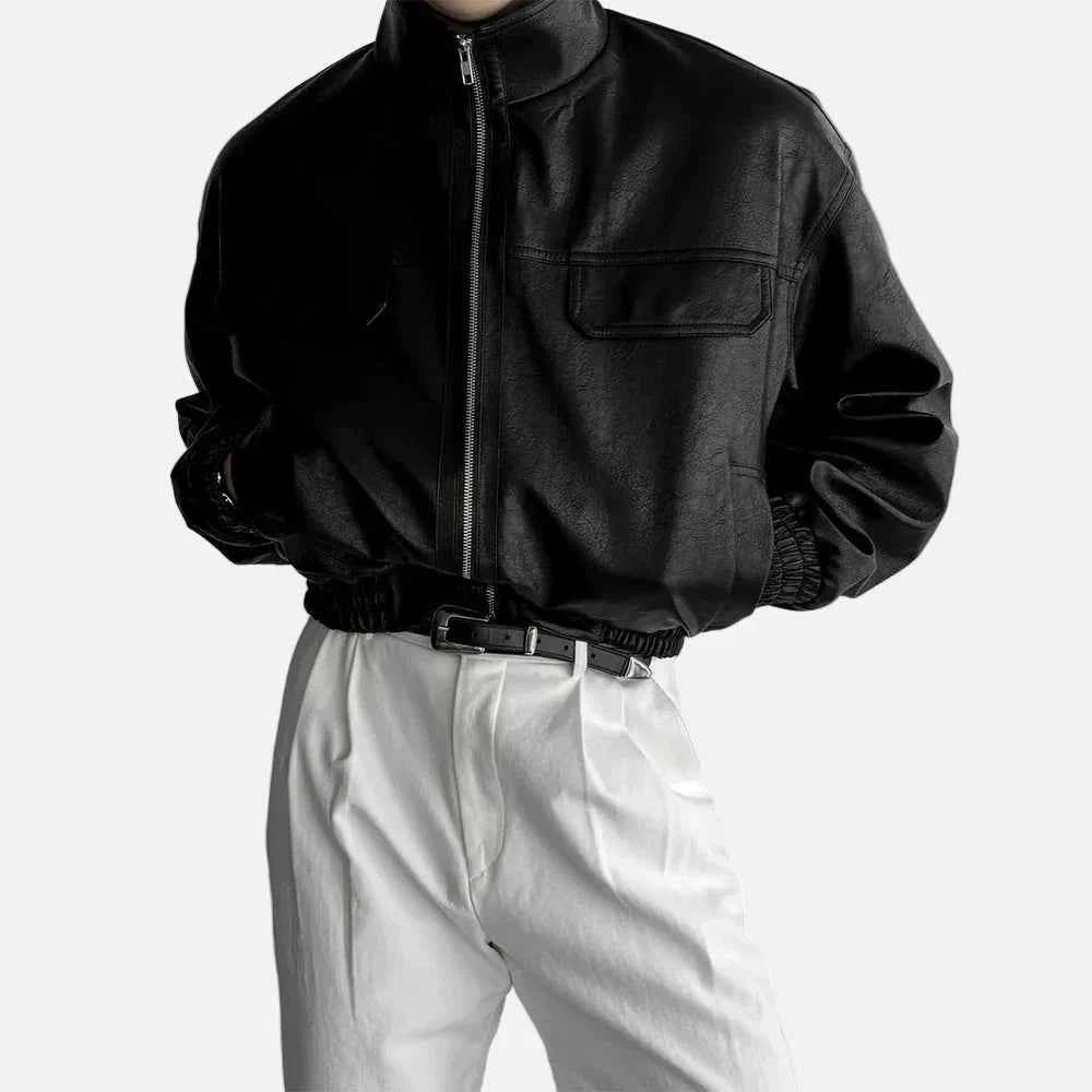 Trendy Motorcycle Pilot PU Leather Jacket