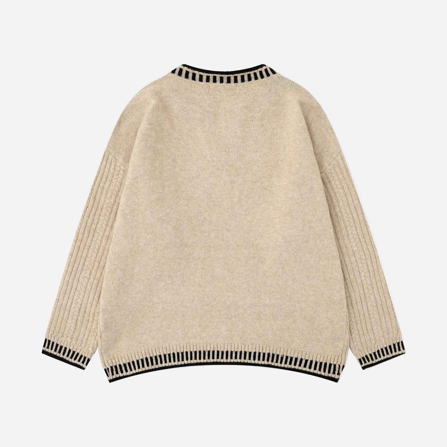 Breathable V-Neck Cable Knit Sweater