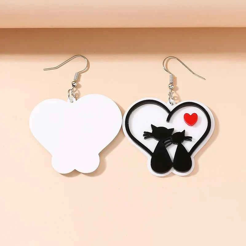 Creative Love Cat Acrylic Plate Earrings